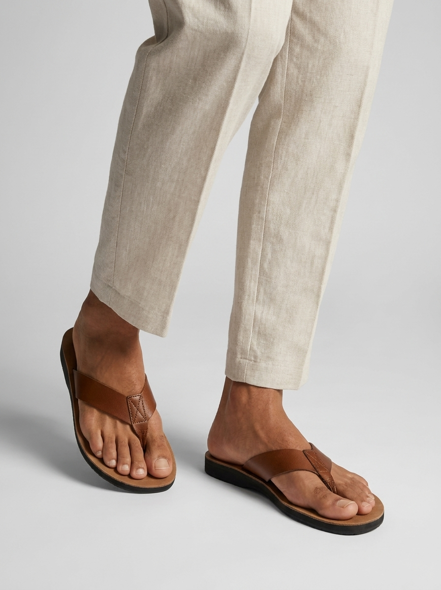 Bastian | Læder Flip Flops Sandaler Med Blød Fodseng