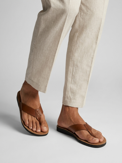 Bastian | Læder Flip Flops Sandaler Med Blød Fodseng