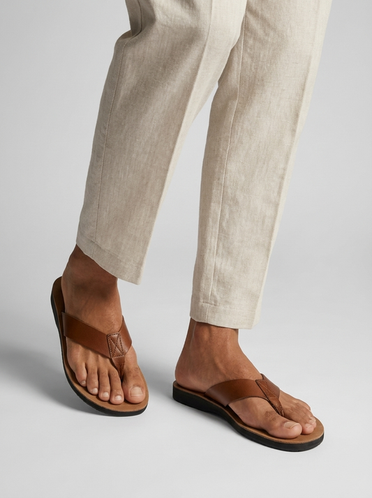 Bastian | Læder Flip Flops Sandaler Med Blød Fodseng