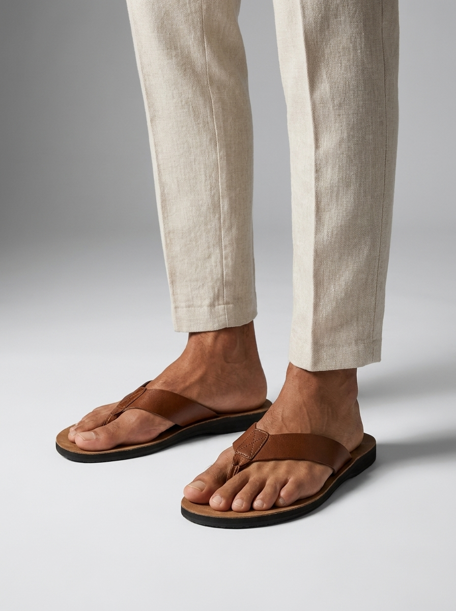 Bastian | Læder Flip Flops Sandaler Med Blød Fodseng