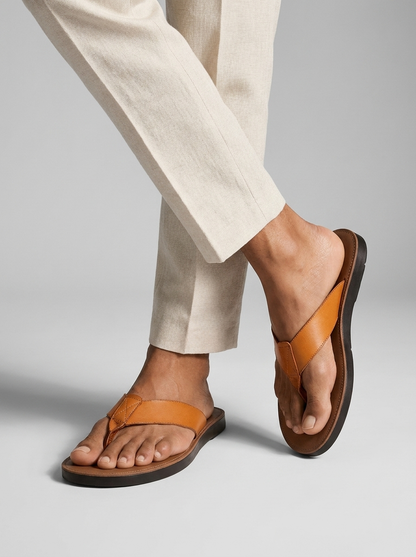 Bastian | Læder Flip Flops Sandaler Med Blød Fodseng