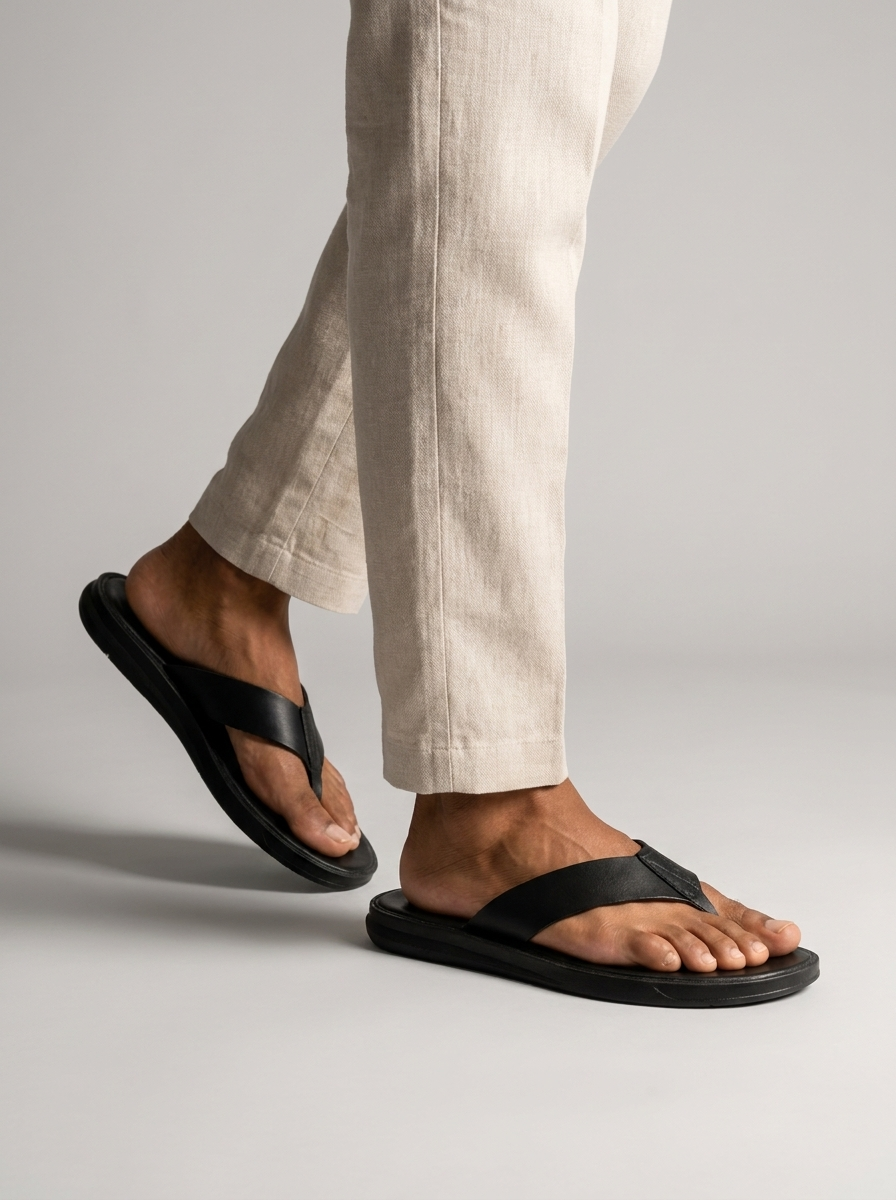 Bastian | Læder Flip Flops Sandaler Med Blød Fodseng