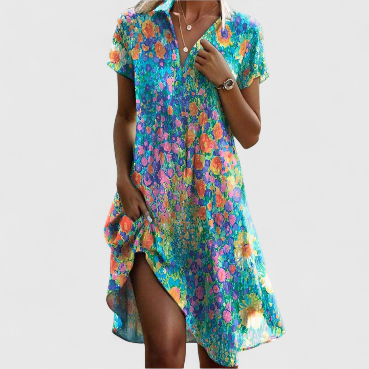 Kelly | Dotted Flutter-Sleeve Swing Midi Sundress
