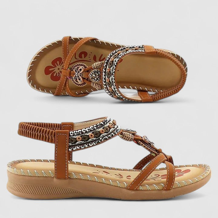 Cadence | Beaded Bohemian Charm Flat Comfort Toe Sandals