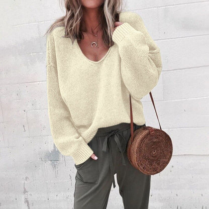 En Oversized Striktrøje med V-hals