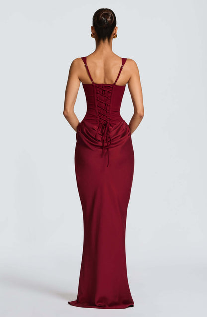 Corset Draped Sculpt Wedding Guest Maxi Dress