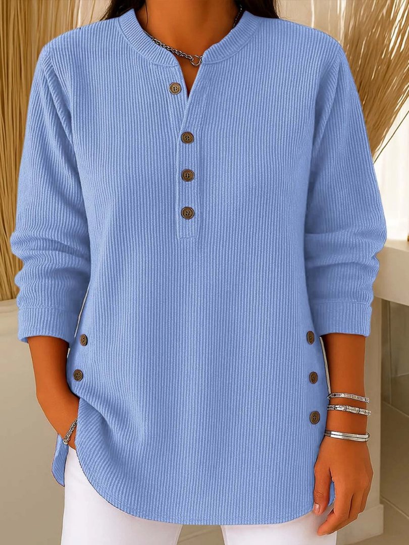Mia | Women's Ribbed Knit Sweater with Button Detail
