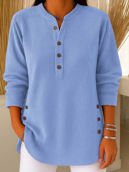 Mia | Women's Ribbed Knit Sweater with Button Detail