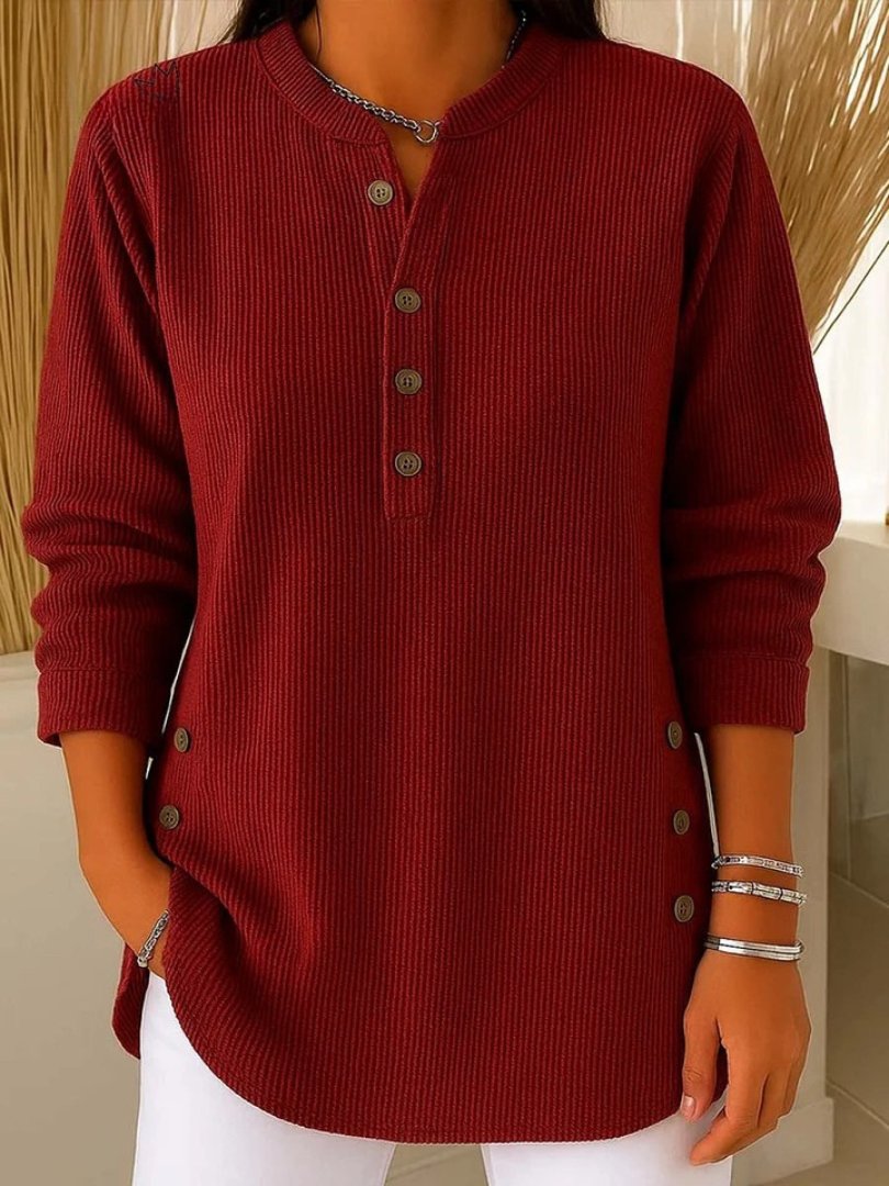 Mia | Women's Ribbed Knit Sweater with Button Detail