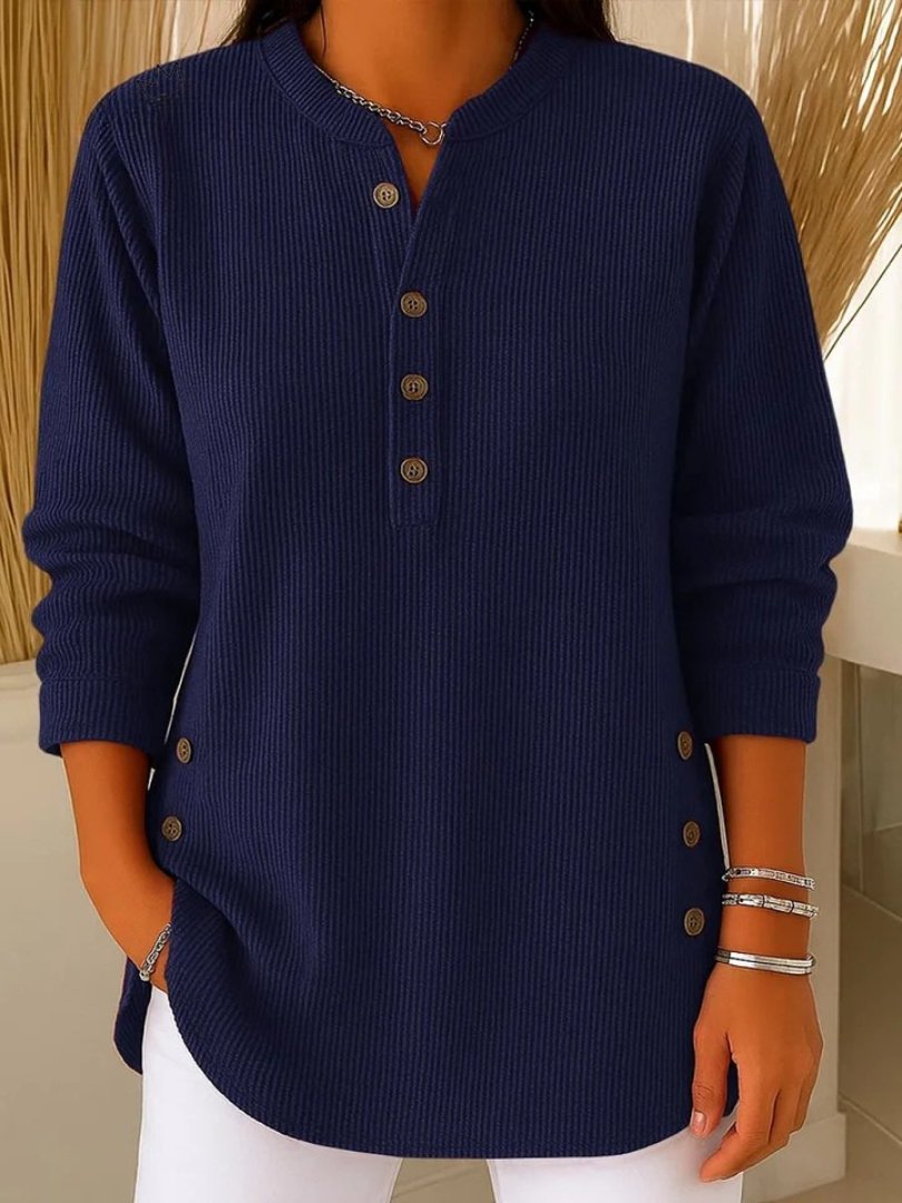 Mia | Women's Ribbed Knit Sweater with Button Detail