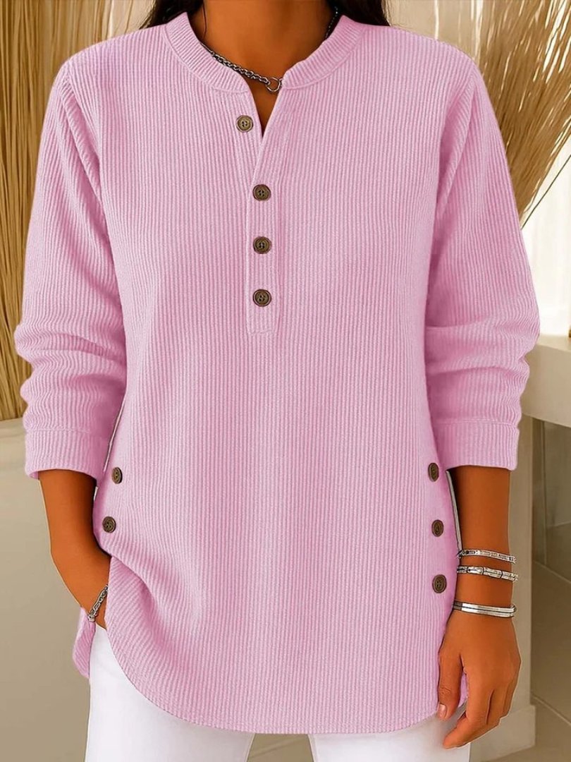 Mia | Women's Ribbed Knit Sweater with Button Detail