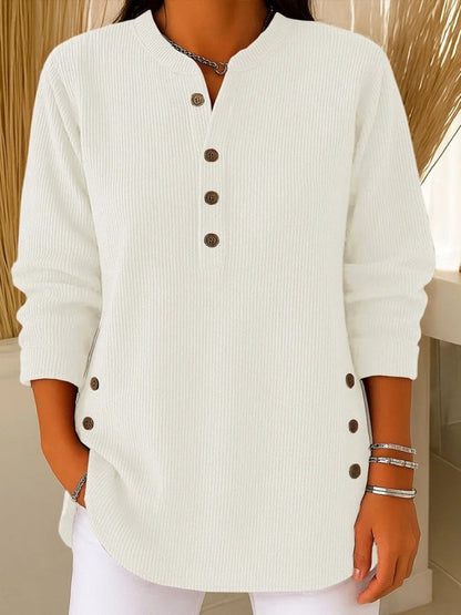 Mia | Women's Ribbed Knit Sweater with Button Detail