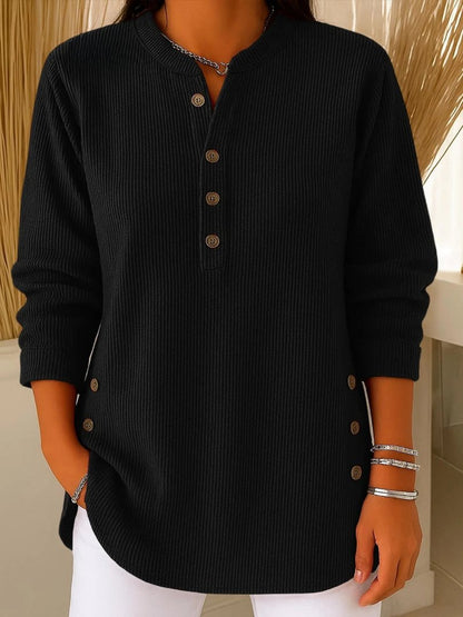 Mia | Women's Ribbed Knit Sweater with Button Detail