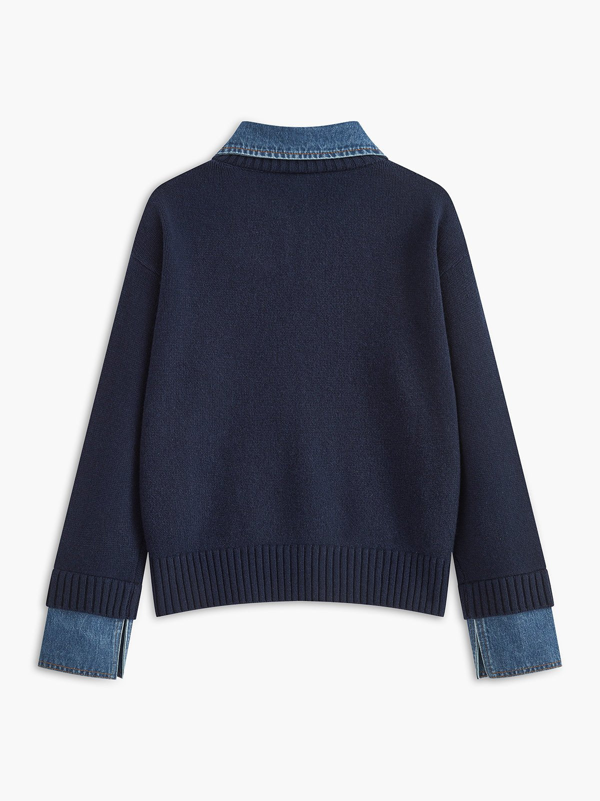 Mia | Women's Knit Polo with Denim Collar
