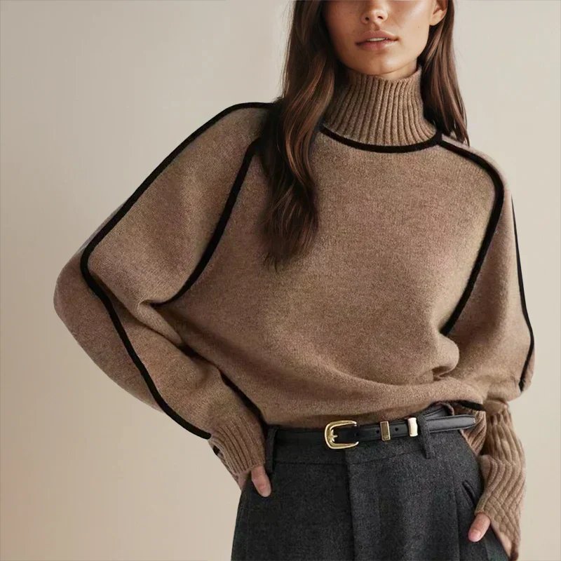 Camila | Women's Oversized Colour Block Turtleneck Sweater