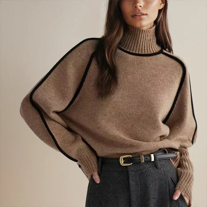 Camila | Women's Oversized Colour Block Turtleneck Sweater