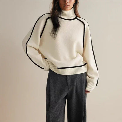 Camila | Women's Oversized Colour Block Turtleneck Sweater