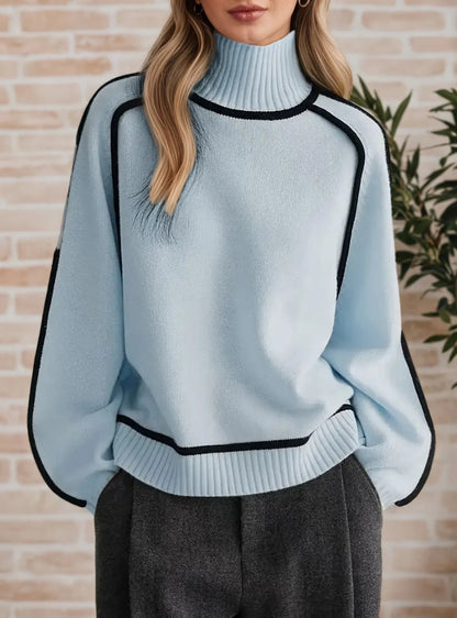 Camila | Women's Oversized Colour Block Turtleneck Sweater