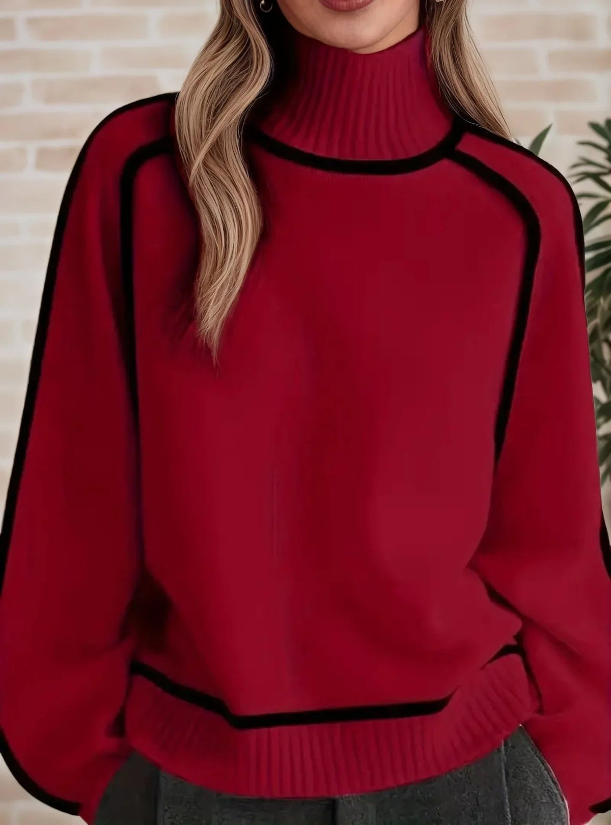 Camila | Women's Oversized Colour Block Turtleneck Sweater