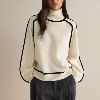 Camila | Women's Oversized Colour Block Turtleneck Sweater