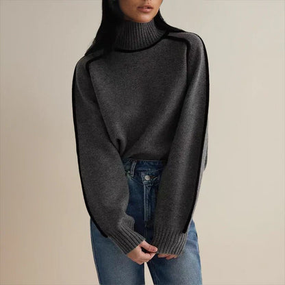 Camila | Women's Oversized Colour Block Turtleneck Sweater