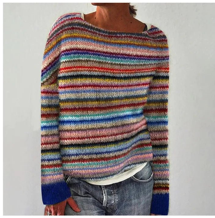 Aria | Women's Retro Striped Loose Knit Sweater
