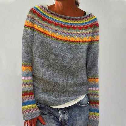 Aria | Women's Retro Striped Loose Knit Sweater