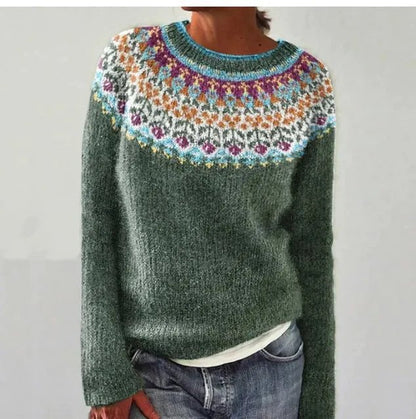 Aria | Women's Retro Striped Loose Knit Sweater