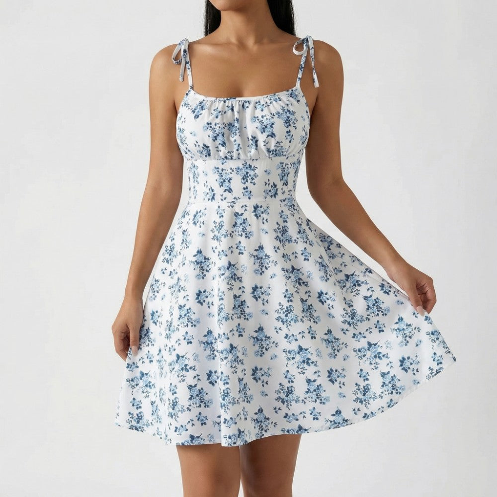 Evelyn | Floral Tie-Strap Summer Mini Dress