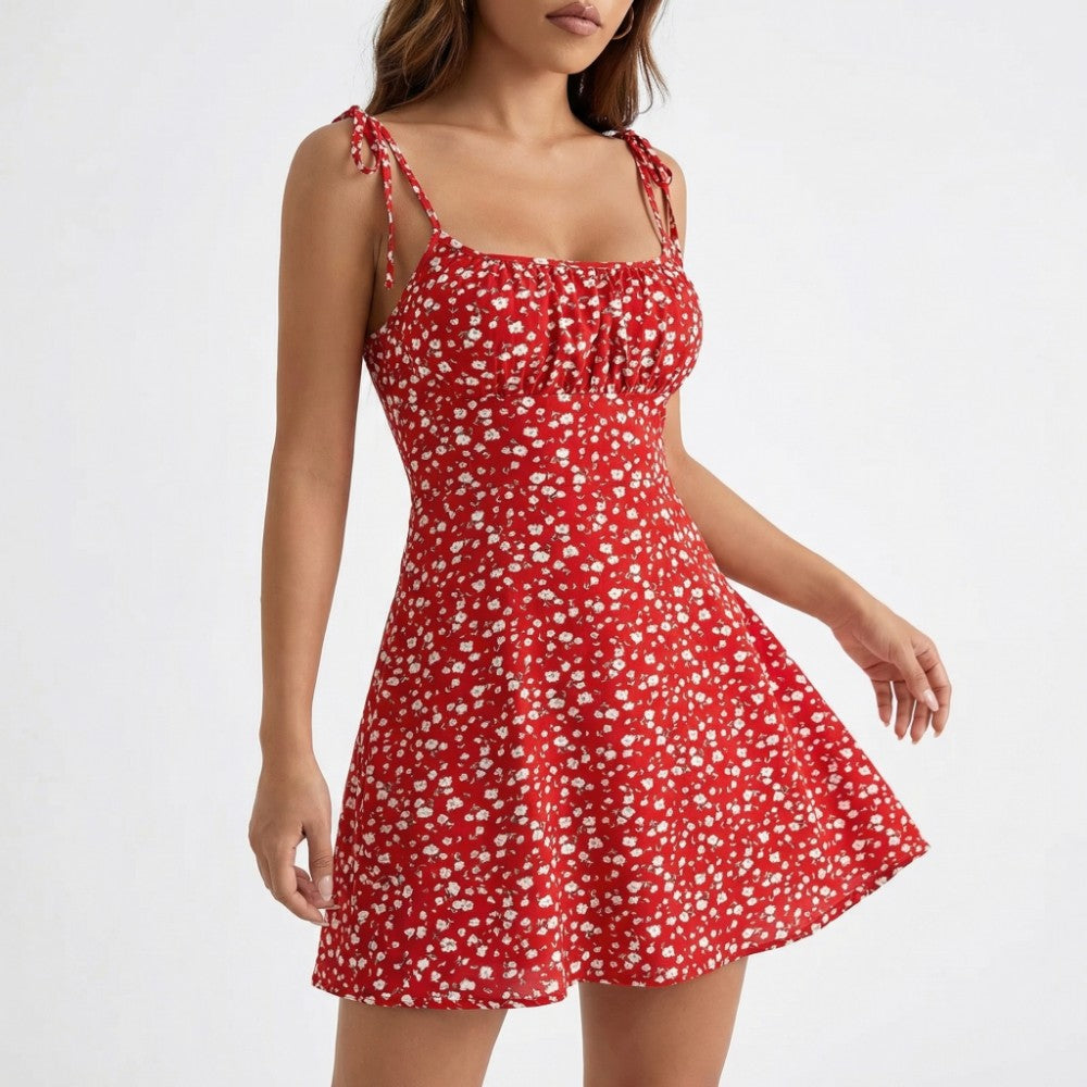 Evelyn | Floral Tie-Strap Summer Mini Dress